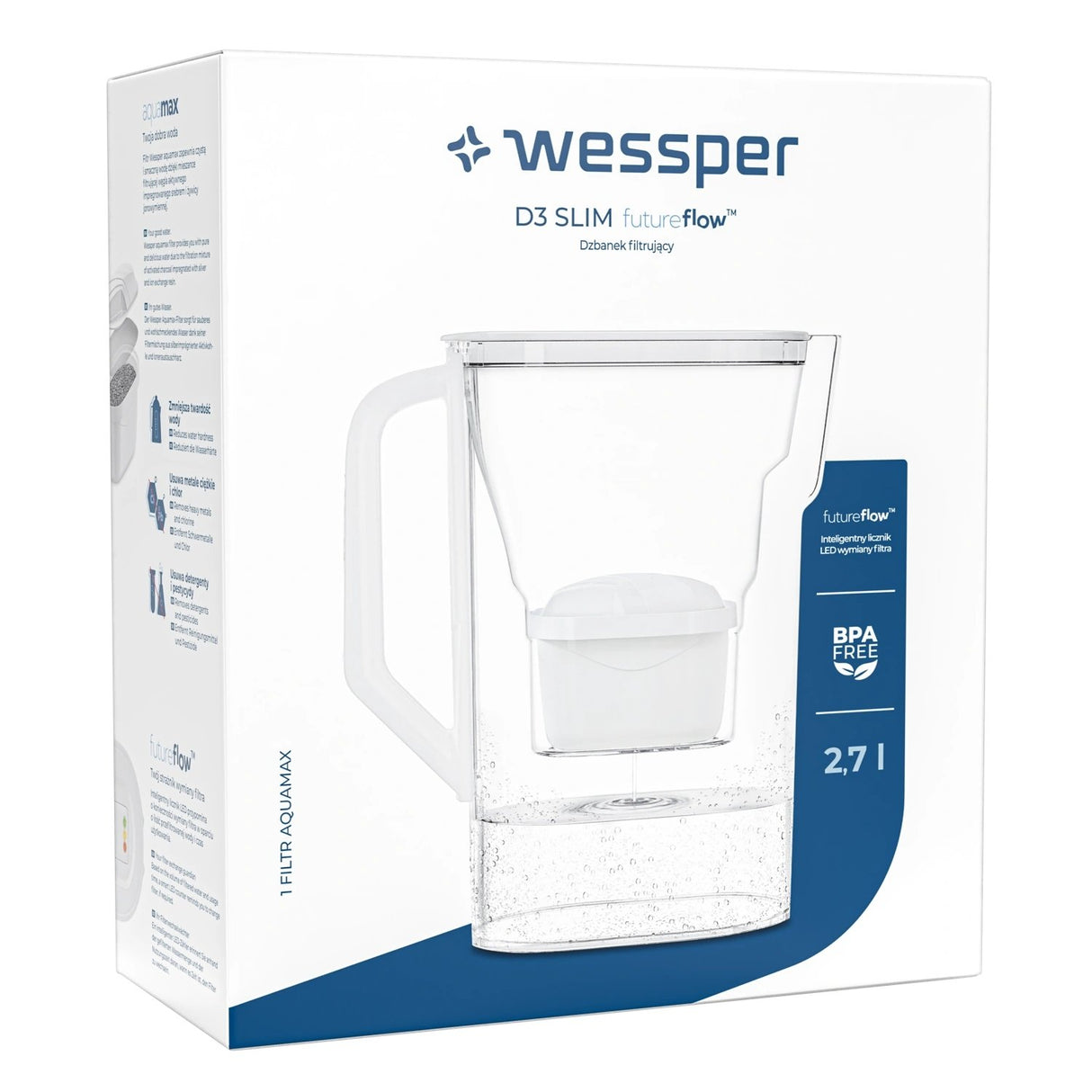 Wessper D3 Slim Future Flow Wasserfilter 2,7 Liter mit AquaMax Filter versch. Farben – HaGa-Welt