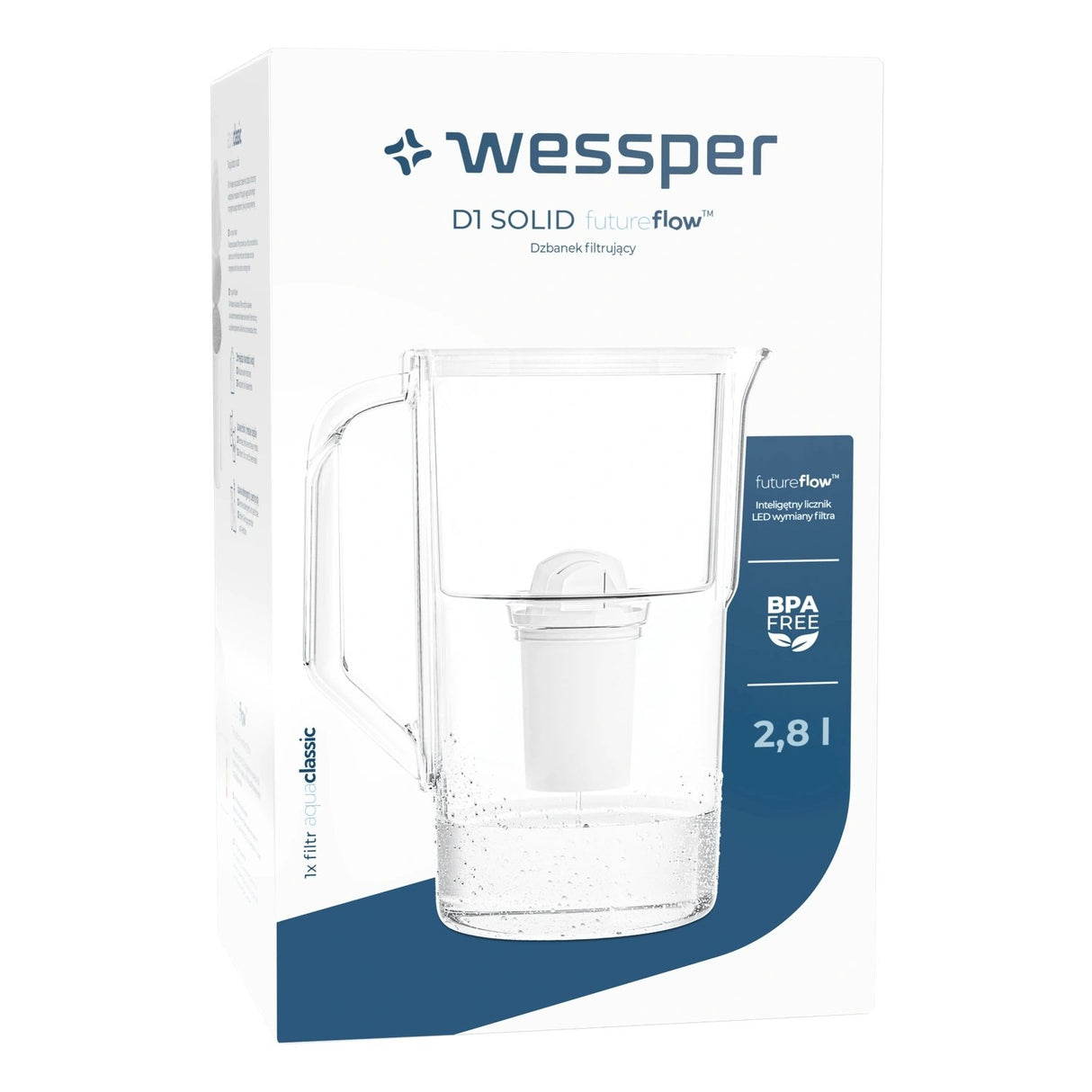 Wessper D1 Solid Future Flow Wasserfilterkanne 2,8 Liter mit AquaClassic versch. Farben – HaGa-Welt