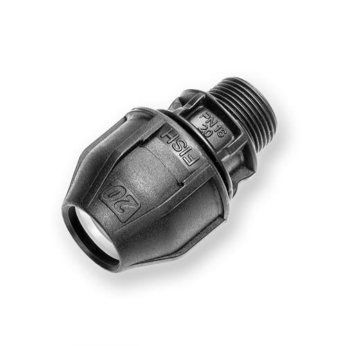 Raccordo A Pressione PE 20 Mm X 3/4 Maschio – 2 Pezzi – 16 Bar – Resistente UV