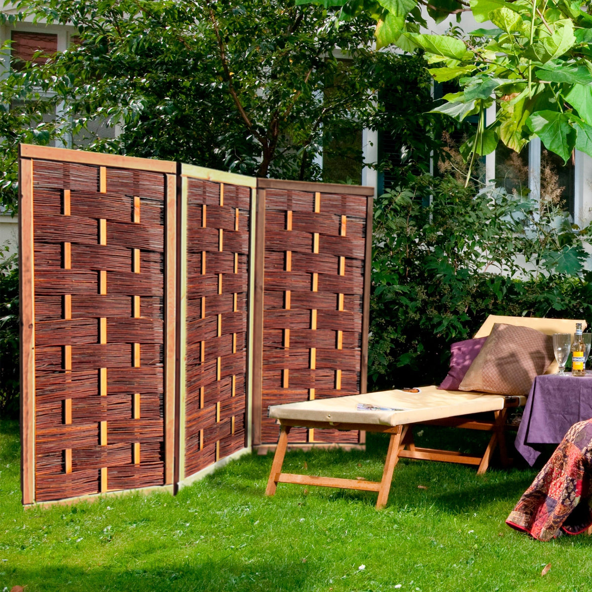 Weiden-Paravent Deluxe - 3-teiliger Premium-Sichtschutz – HaGa-Welt