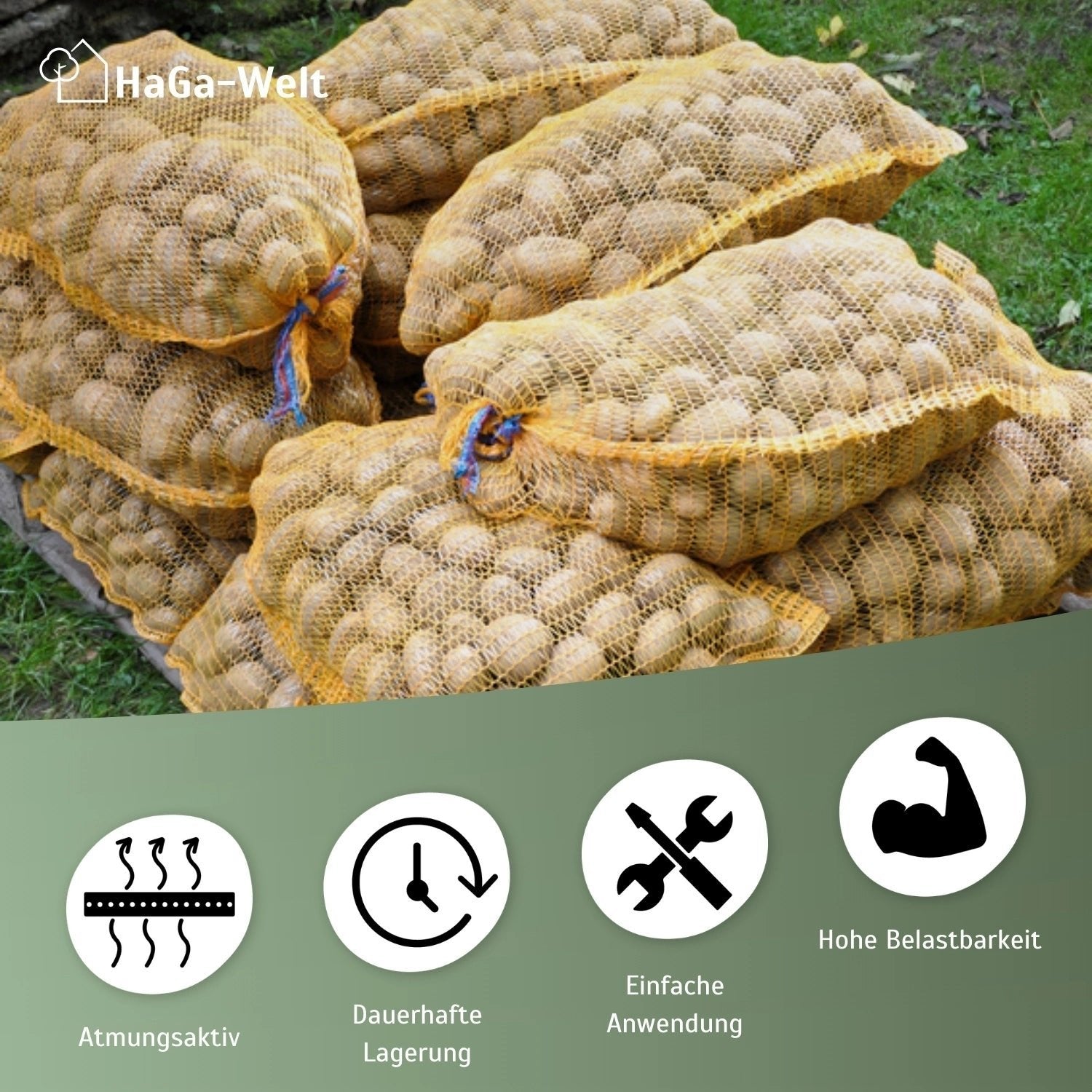 100 Stück Raschelsäcke Kartoffelsack Gemüsesack Zwiebelsack Sack – HaGa-Welt