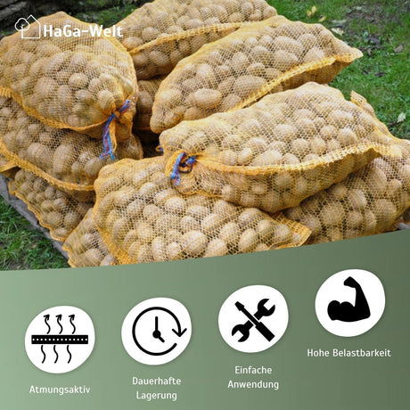 100 Stück Raschelsäcke Kartoffelsack Gemüsesack Zwiebelsack Sack – HaGa-Welt