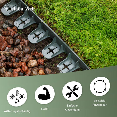 Rasenkante GARDEN RAND Beetumrandung Mähkante 1000mm x 80mm x 45mm 2 St. – HaGa-Welt