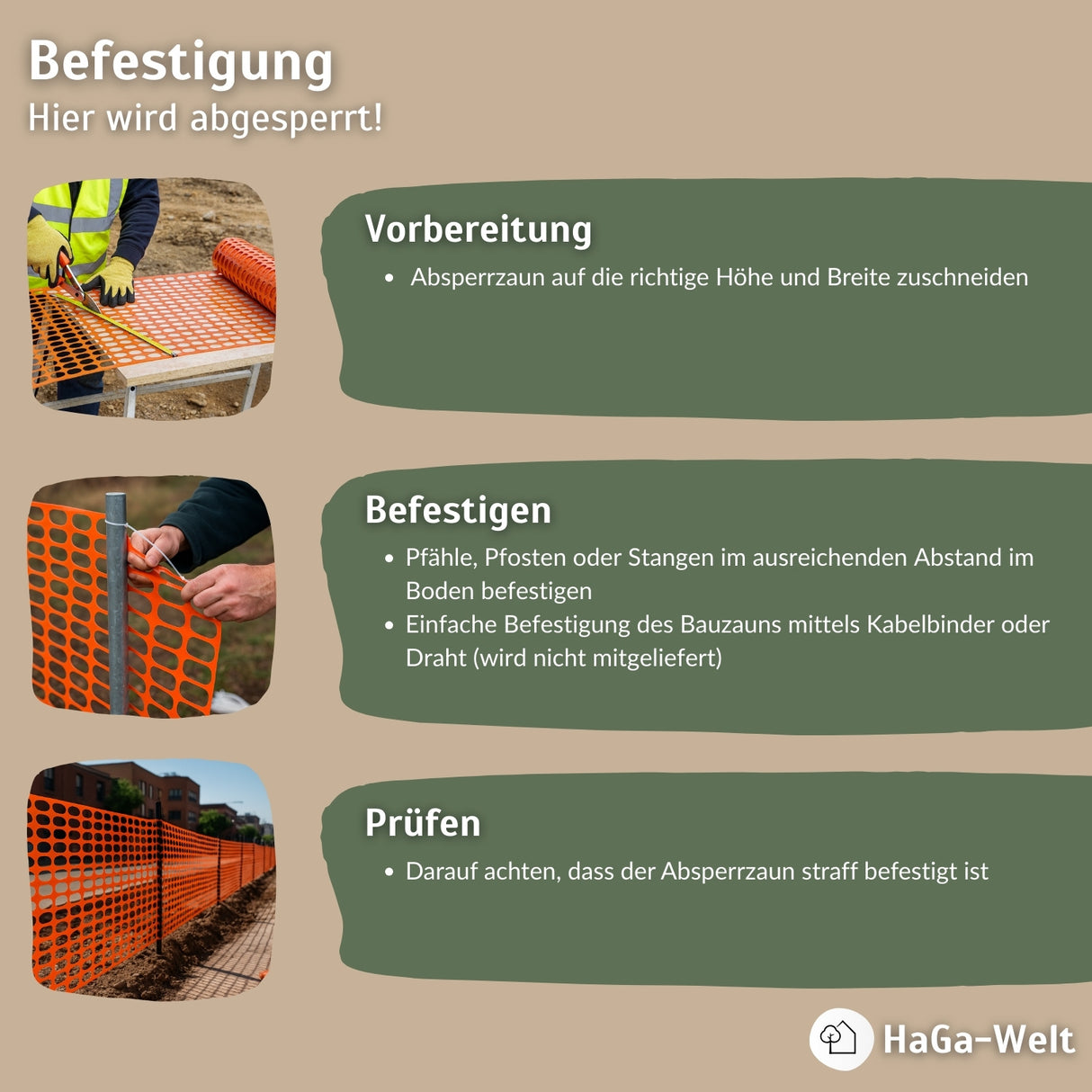 ABSPERRZAUN 1,2m Höhe 50mm x 35mm Masche Bauzaun Warnzaun – HaGa-Welt