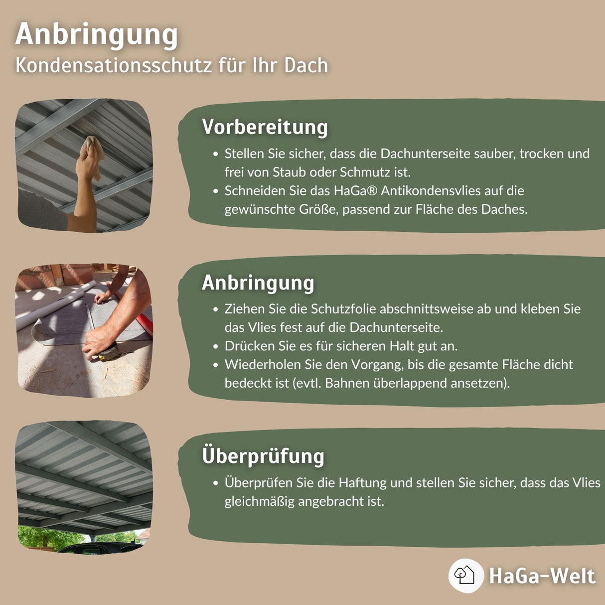 Antikondensvlies 95 g/m² 1,2m Breite Meterware selbstklebend, effektiver Schutz vor Feuchtigkeit – HaGa-Welt