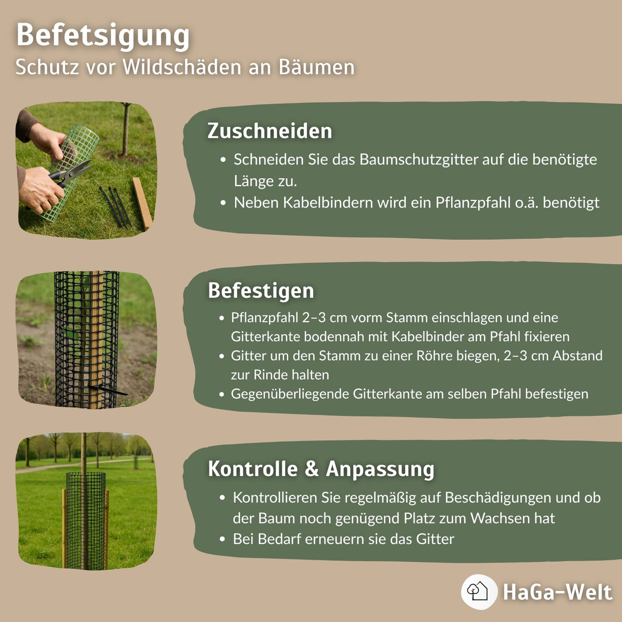 Premium Baumschutzgitter – extra starker Verbissschutz und Baumschutz – HaGa-Welt
