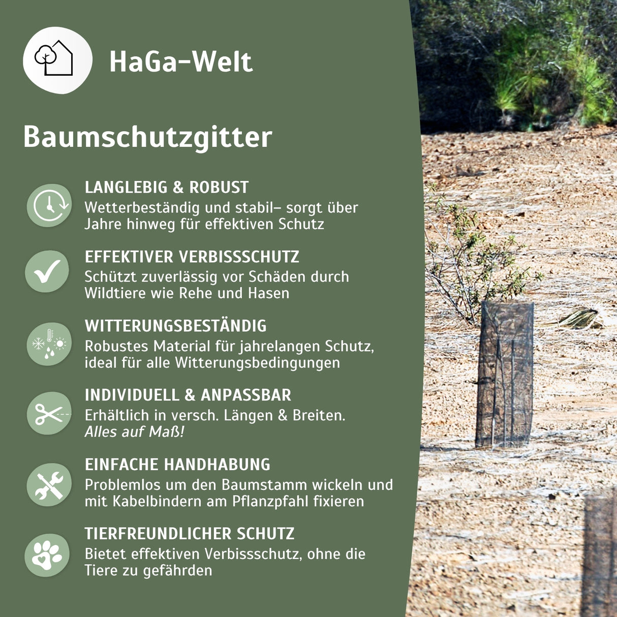 Premium Baumschutzgitter – extra starker Verbissschutz und Baumschutz – HaGa-Welt