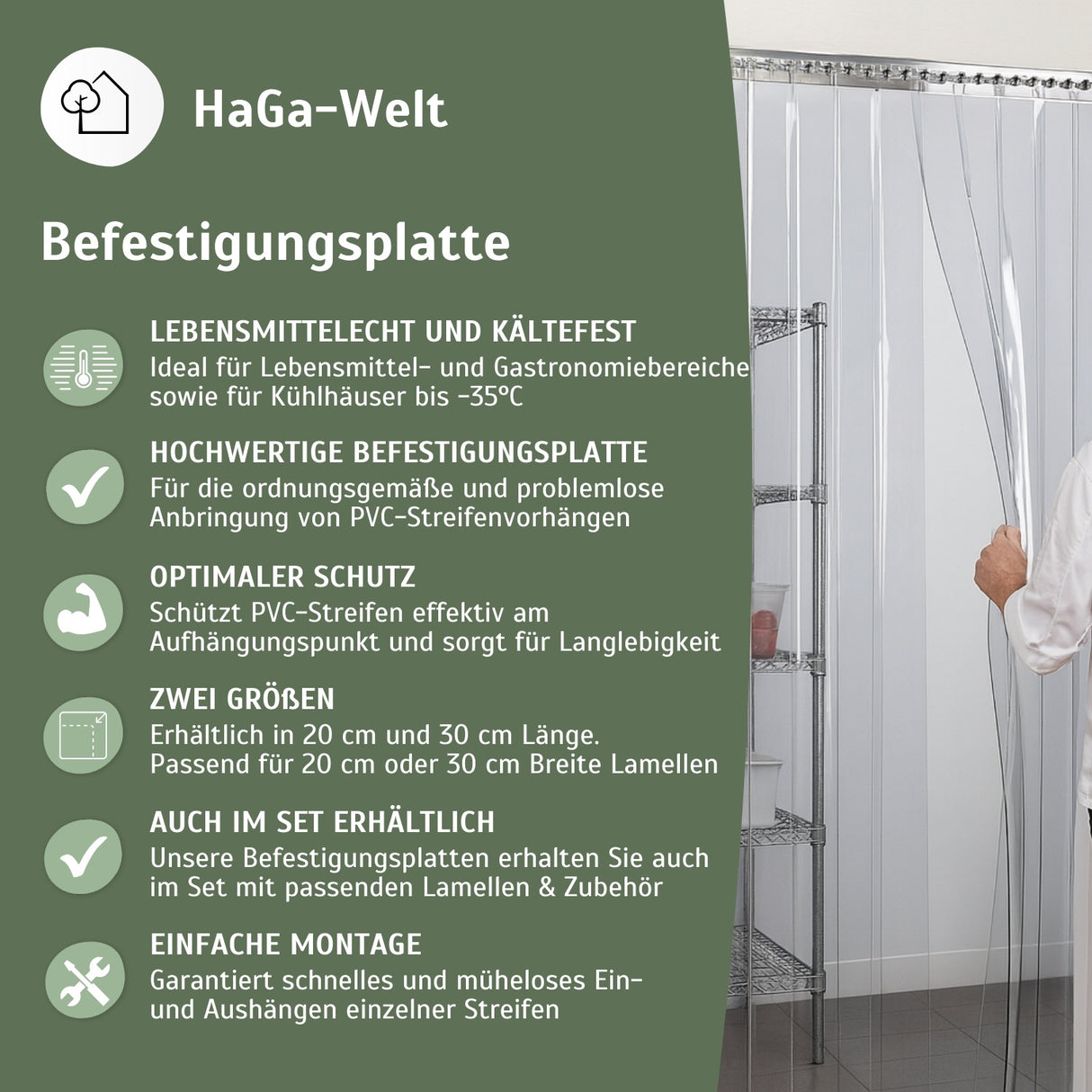 Plaque de montage de différentes longueurs pour stores à lamelles et rideaux à lanières en PVC