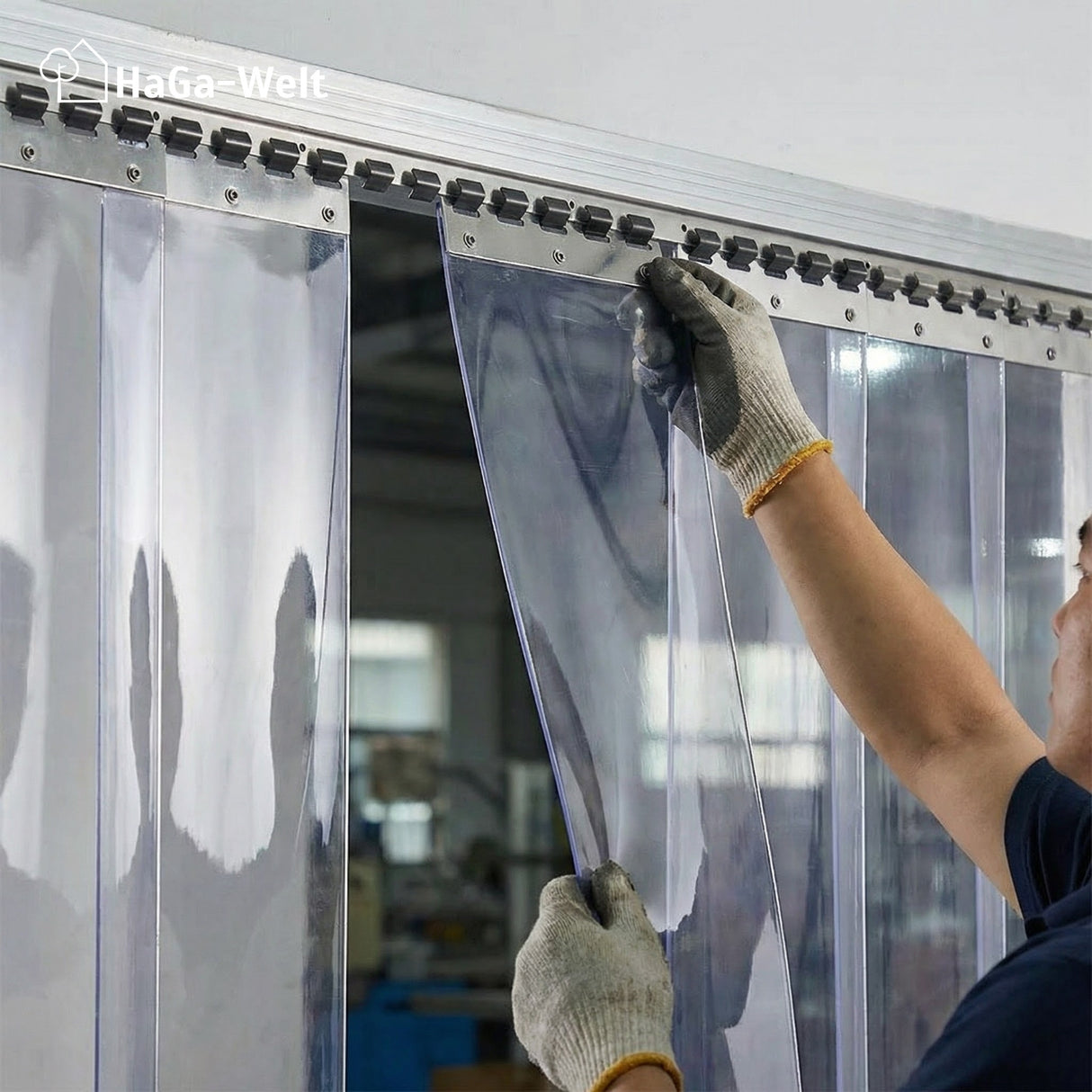 Rail de montage de différentes longueurs pour stores à lamelles et rideaux à lanières en PVC