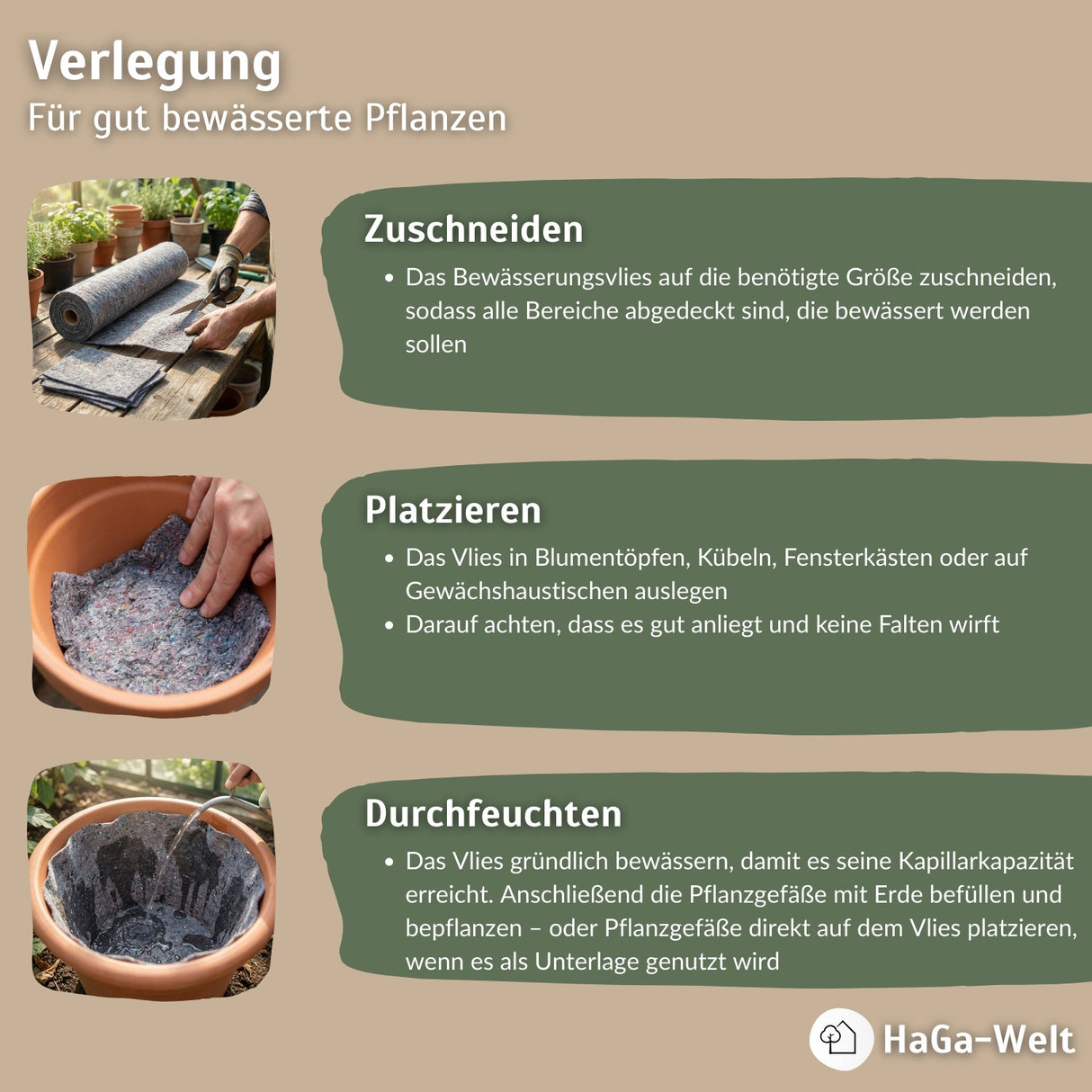 Bewässerungsvlies 500g/m² - Wasserspeicher für eine langfristige Bewässerung – HaGa-Welt