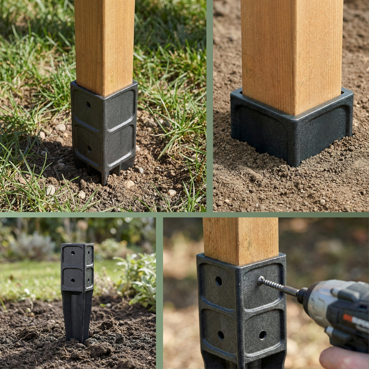 Bodeneinschlaghülse für Holzpfosten 7x7cm Pfostenhalter – HaGa-Welt