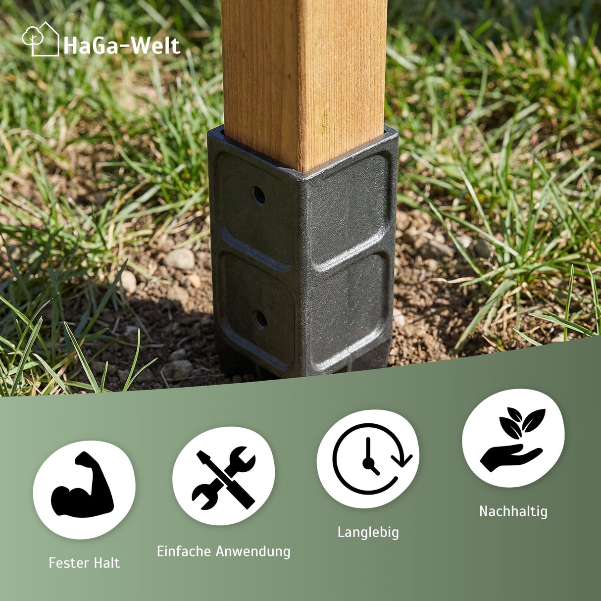 Bodeneinschlaghülse für Holzpfosten 7x7cm Pfostenhalter – HaGa-Welt