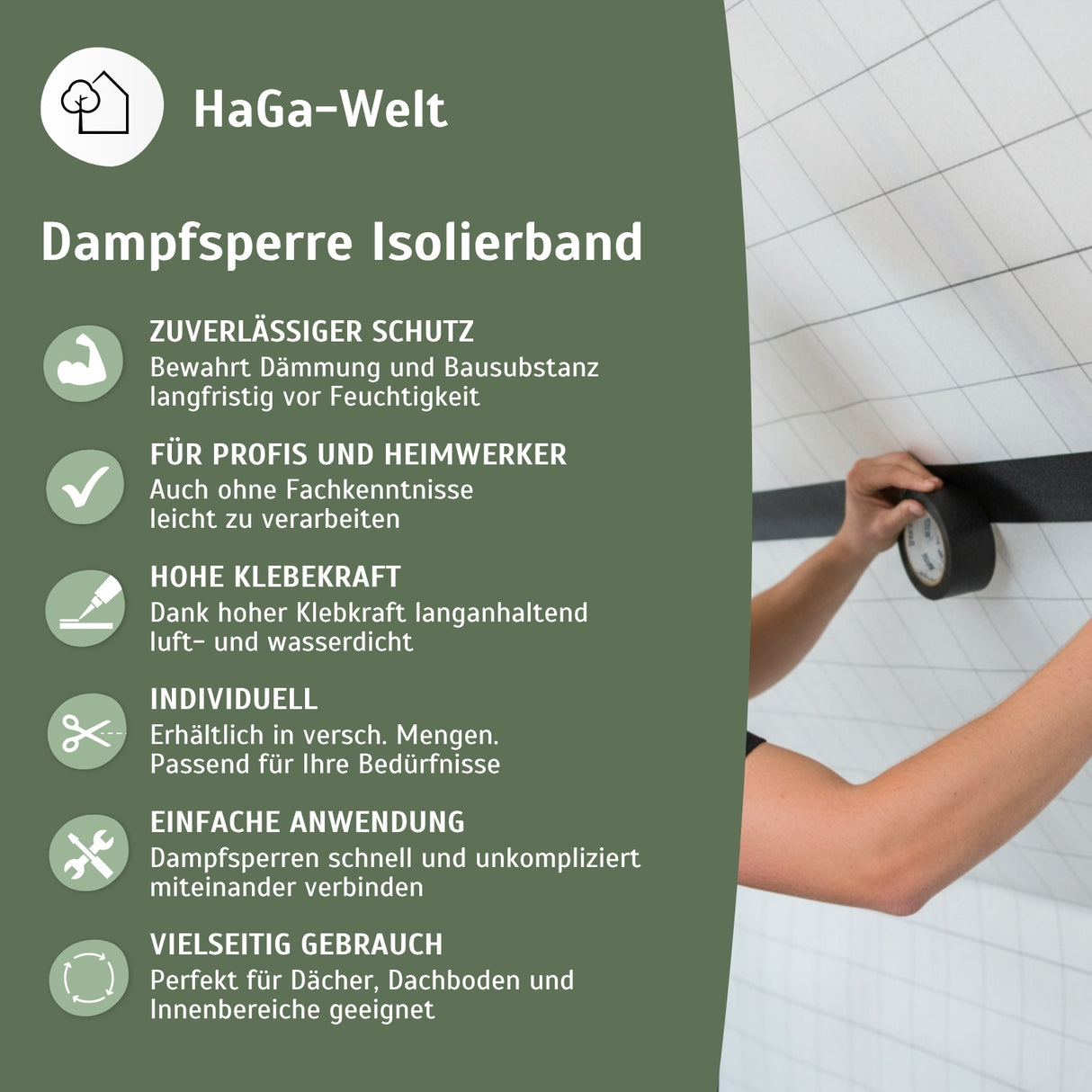 Dampfsperre Isolierband W1 - ideales Isolierband zum Verbinden und Reparieren von Dampfsperren