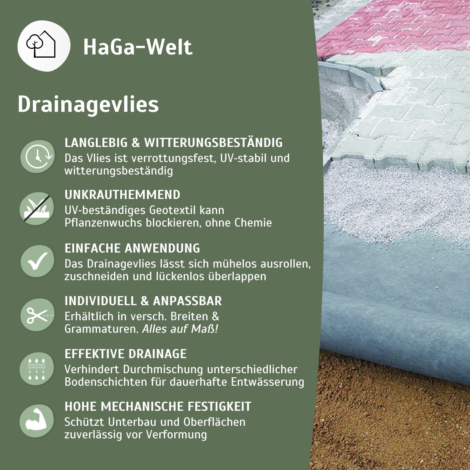 Drainagevlies 200 g/m² – extra starkes Vlies, ideal für den Teichbau – HaGa-Welt