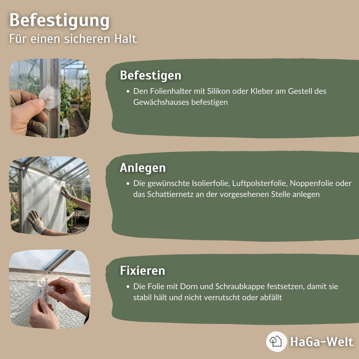 Folienhalter für Isolierfolie, Luftpolsterfolie, Noppenfolie & Schattiernetze – HaGa-Welt