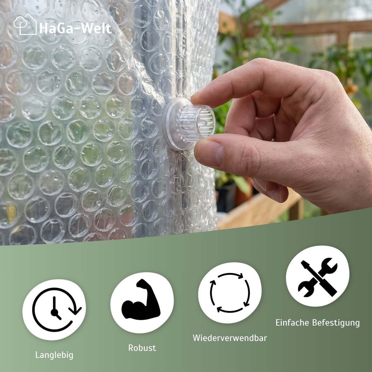 Folienhalter für Isolierfolie, Luftpolsterfolie, Noppenfolie & Schattiernetze – HaGa-Welt