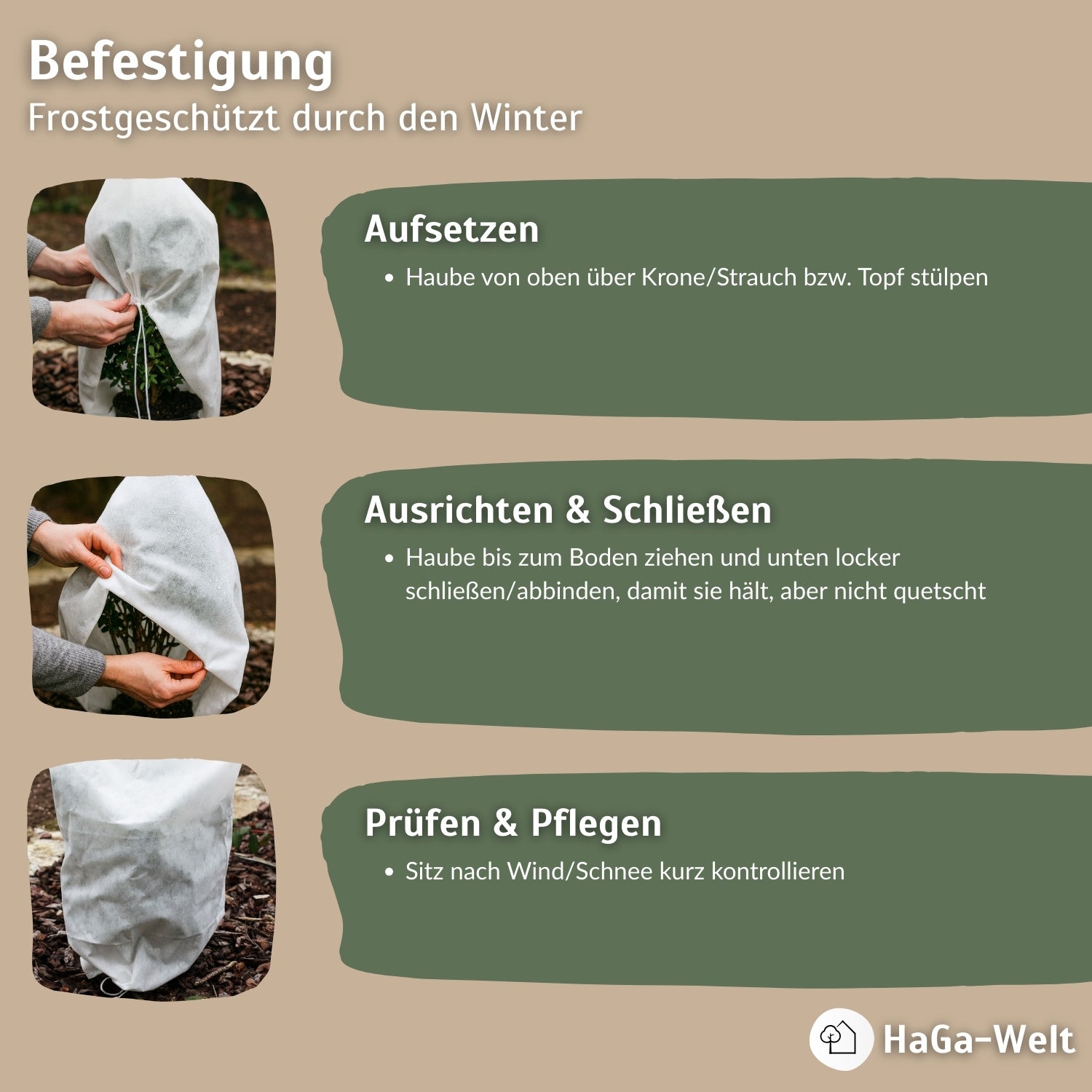 Frostschutzhaube, 80g/m² – starker Winterschutz für Pflanzen – HaGa-Welt