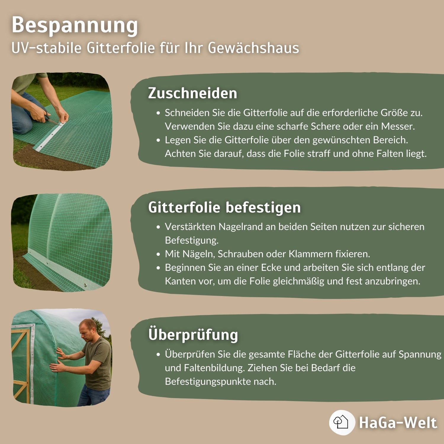 Gitterfolie – verstärkte Folie für Gewächshausbau – HaGa-Welt