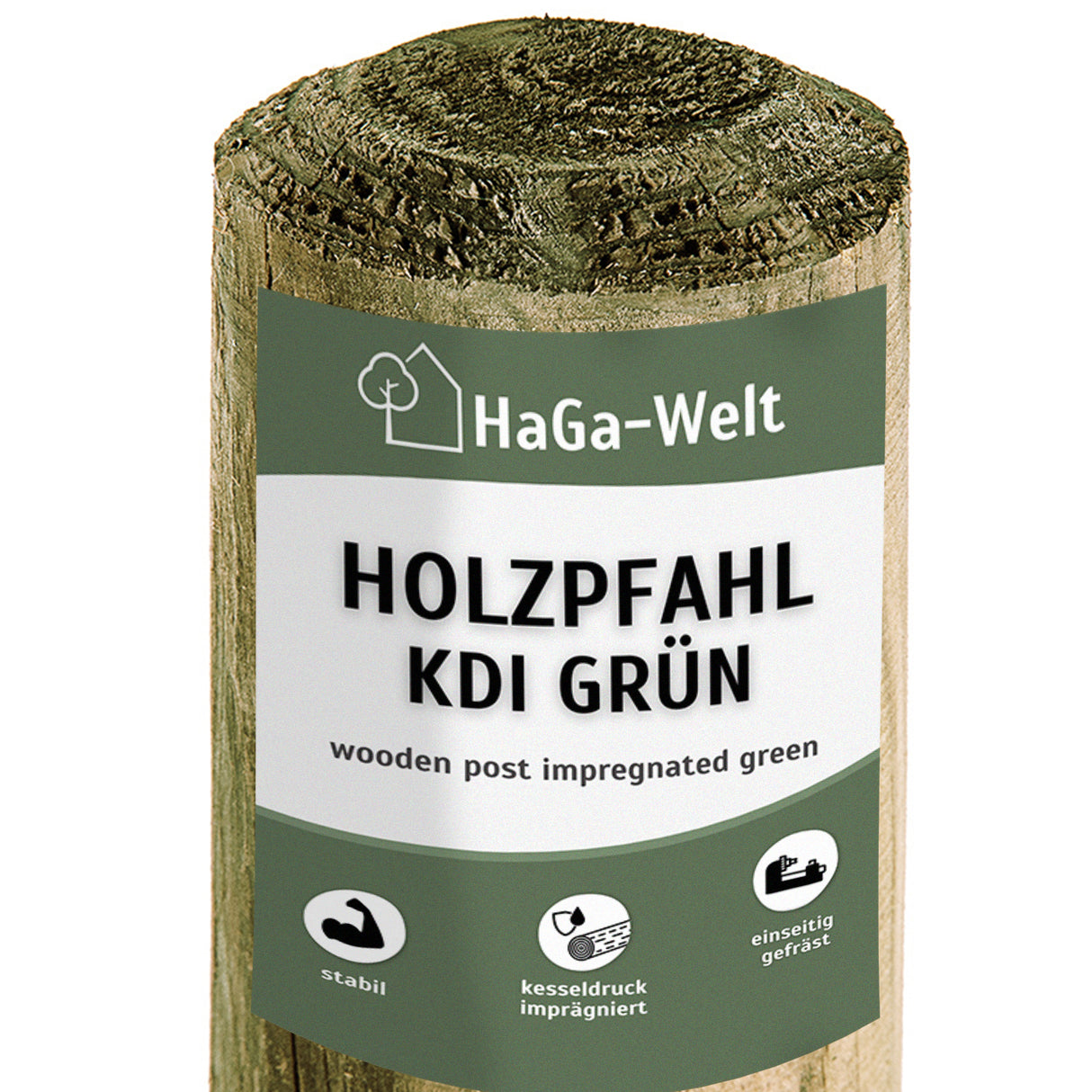 Holzpfahl, KDI grün – widerstandsfähig für den Zaun- und Gartenbau – HaGa-Welt