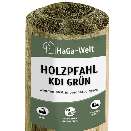 Holzpfahl, KDI grün – widerstandsfähig für den Zaun- und Gartenbau – HaGa-Welt