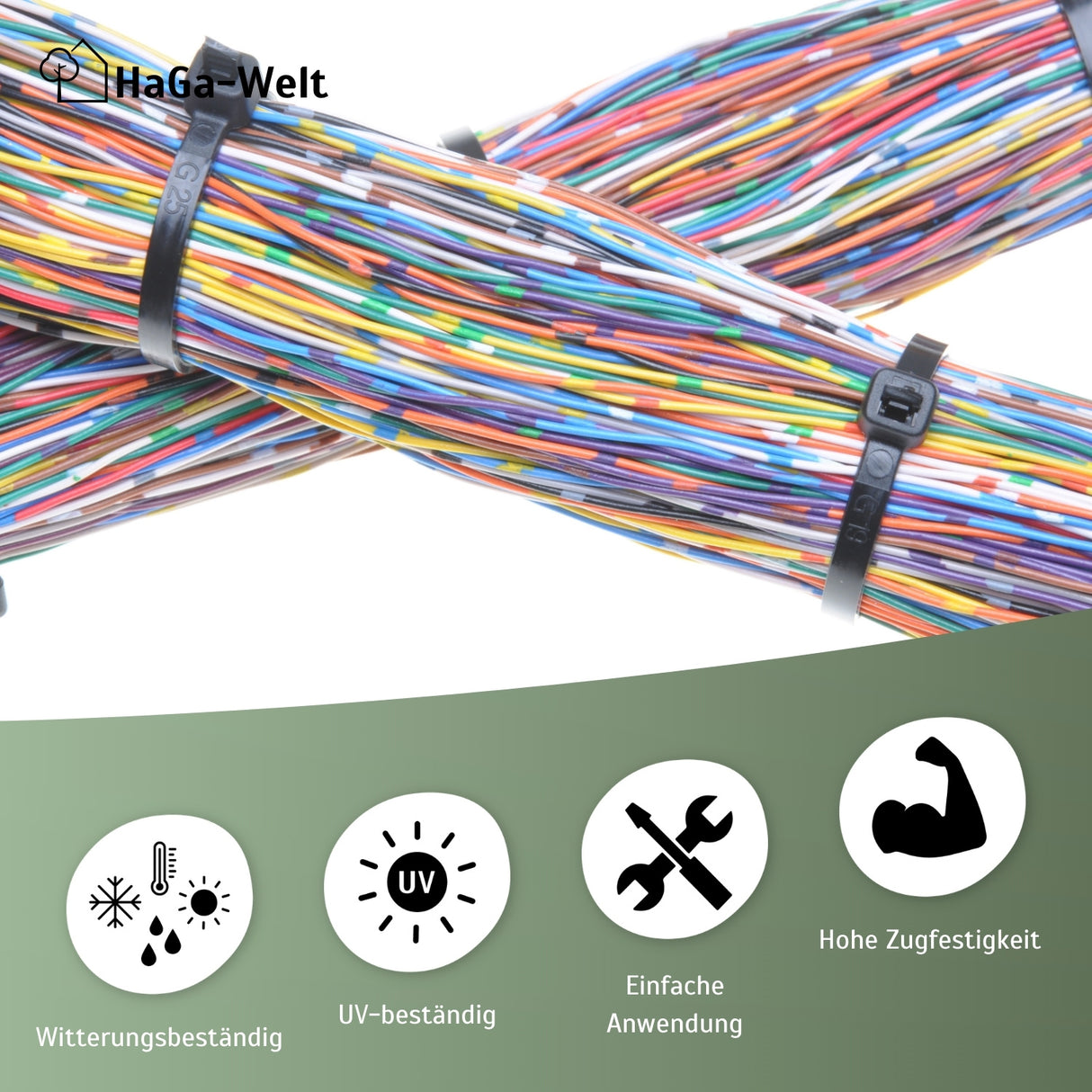 100 attaches de câble 300 mm x 4,8 mm pour clôture en filet d'ombrage