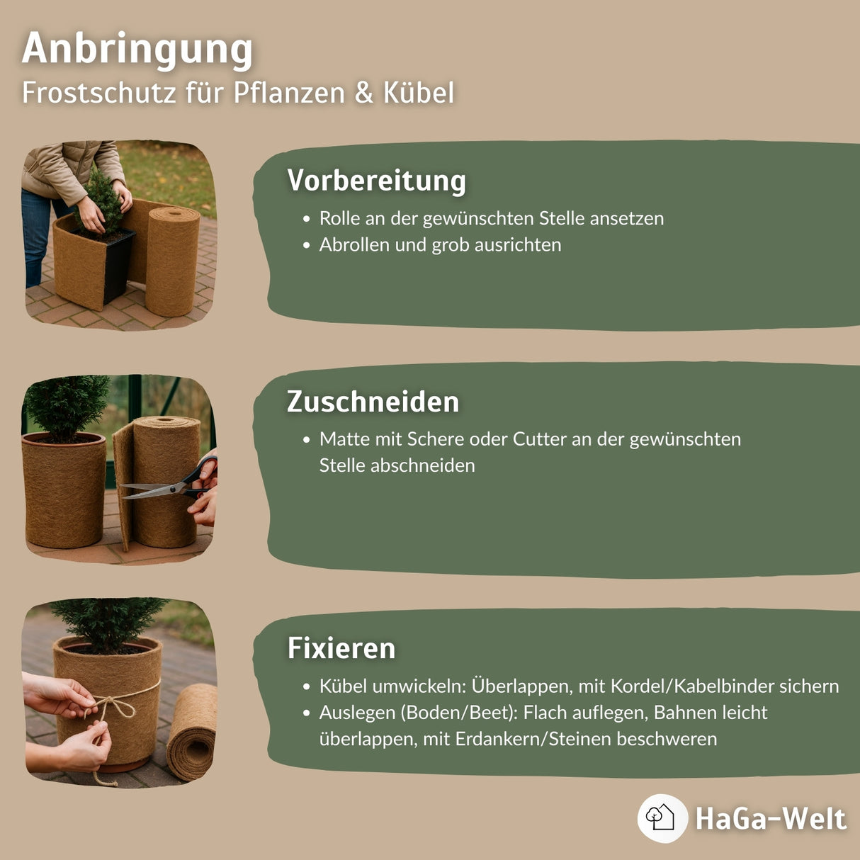 Kokosmatte 800g/m² – natürlicher Schutz vor Kälte – HaGa-Welt