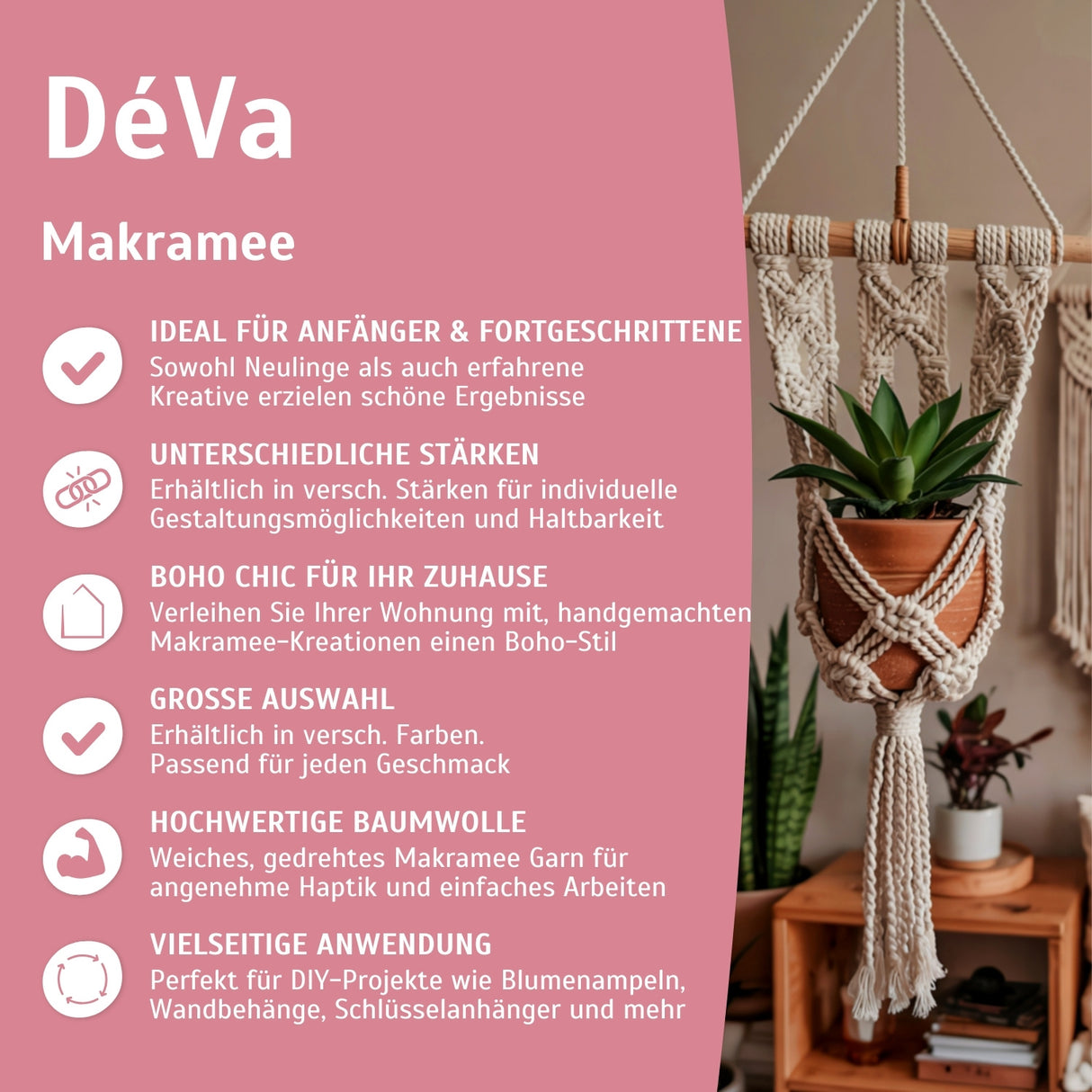 Makramee Garn – gedrehtes Baumwollgarn für tolles Makramee – HaGa-Welt