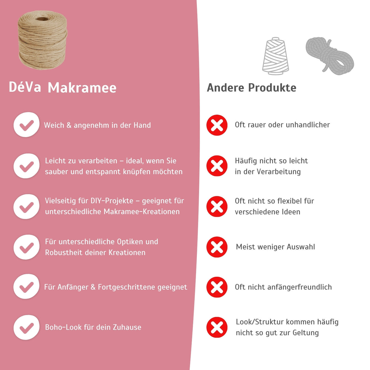 Makramee Garn – gedrehtes Baumwollgarn für tolles Makramee – HaGa-Welt