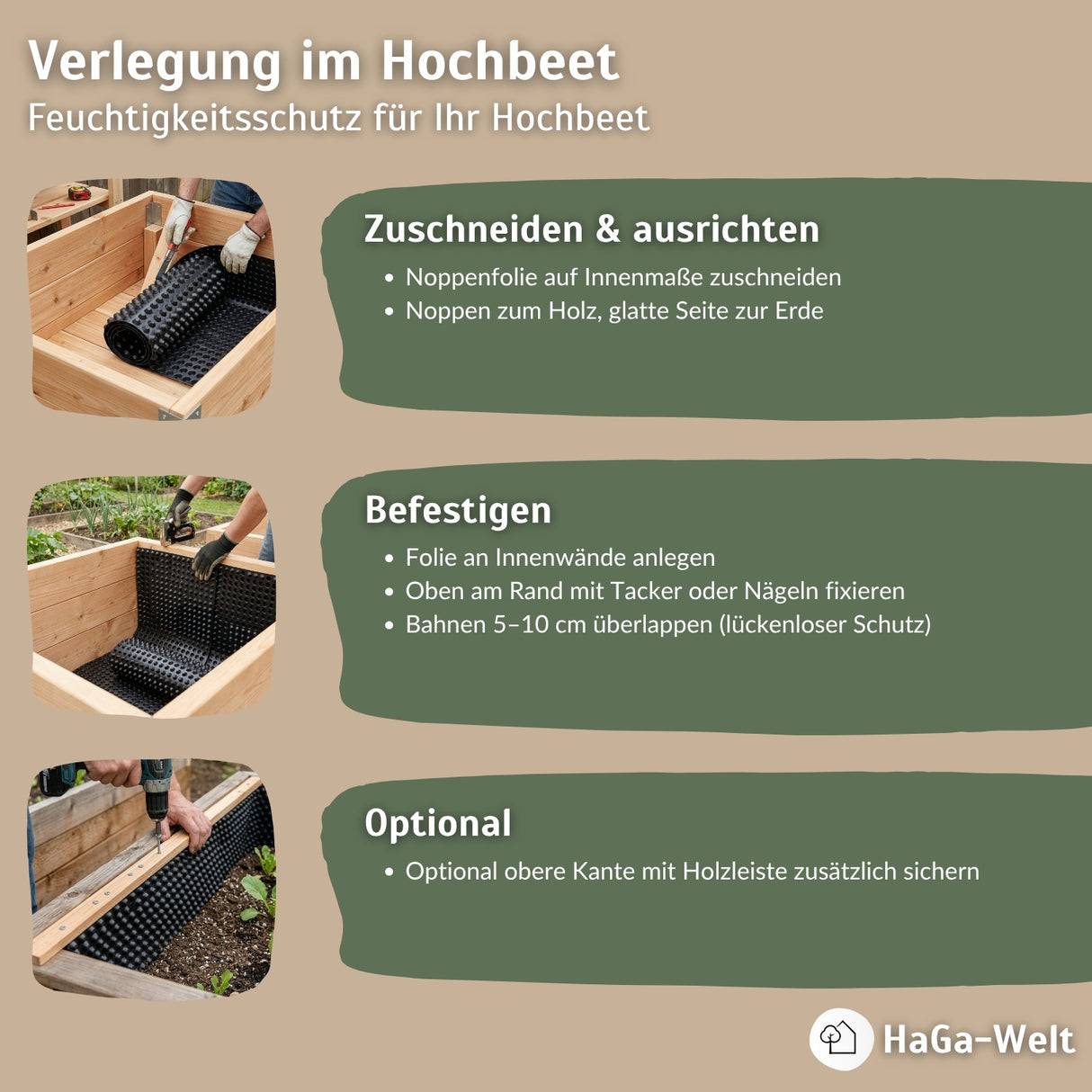 Noppenfolie – vielseitig, als Drainage im Hochbeet oder als Abdichtung beim Hausbau – HaGa-Welt