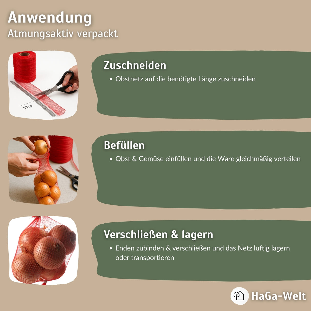 Obstnetz Gemüsenetz Aufbewahrung Meterware – HaGa-Welt
