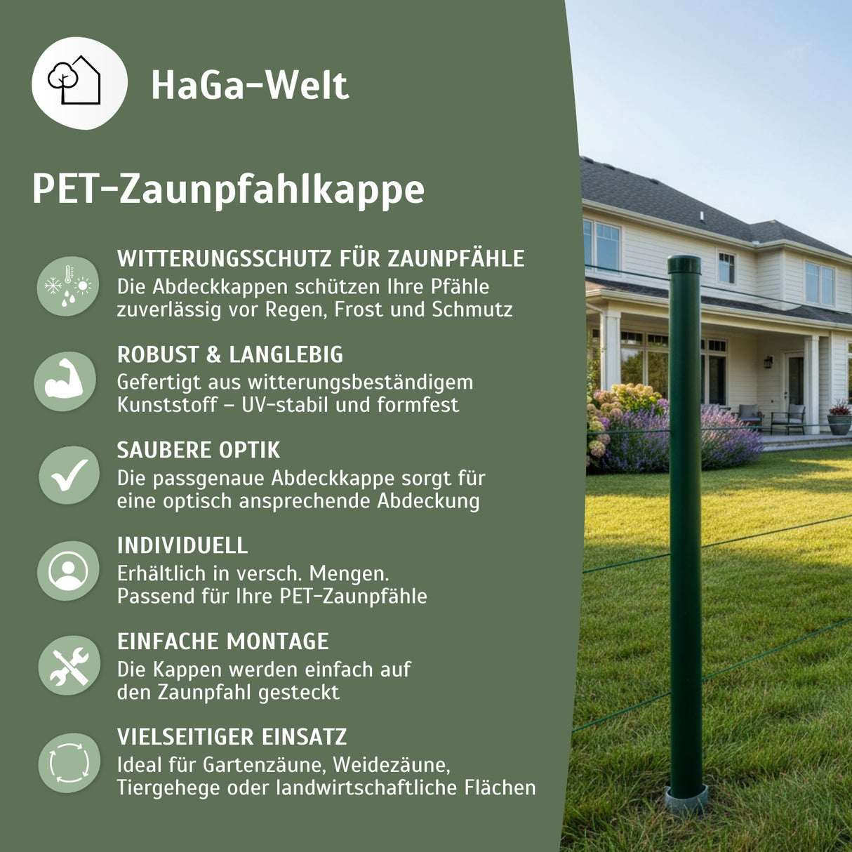 Abdeckkappe für Kunststoffpfähle Ø 3,8cm Zaunkappe – HaGa-Welt