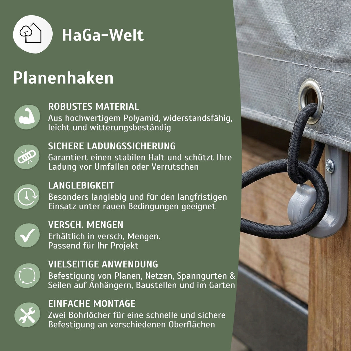 Planenhaken – für die sichere Befestigung von Anhängerplanen – HaGa-Welt