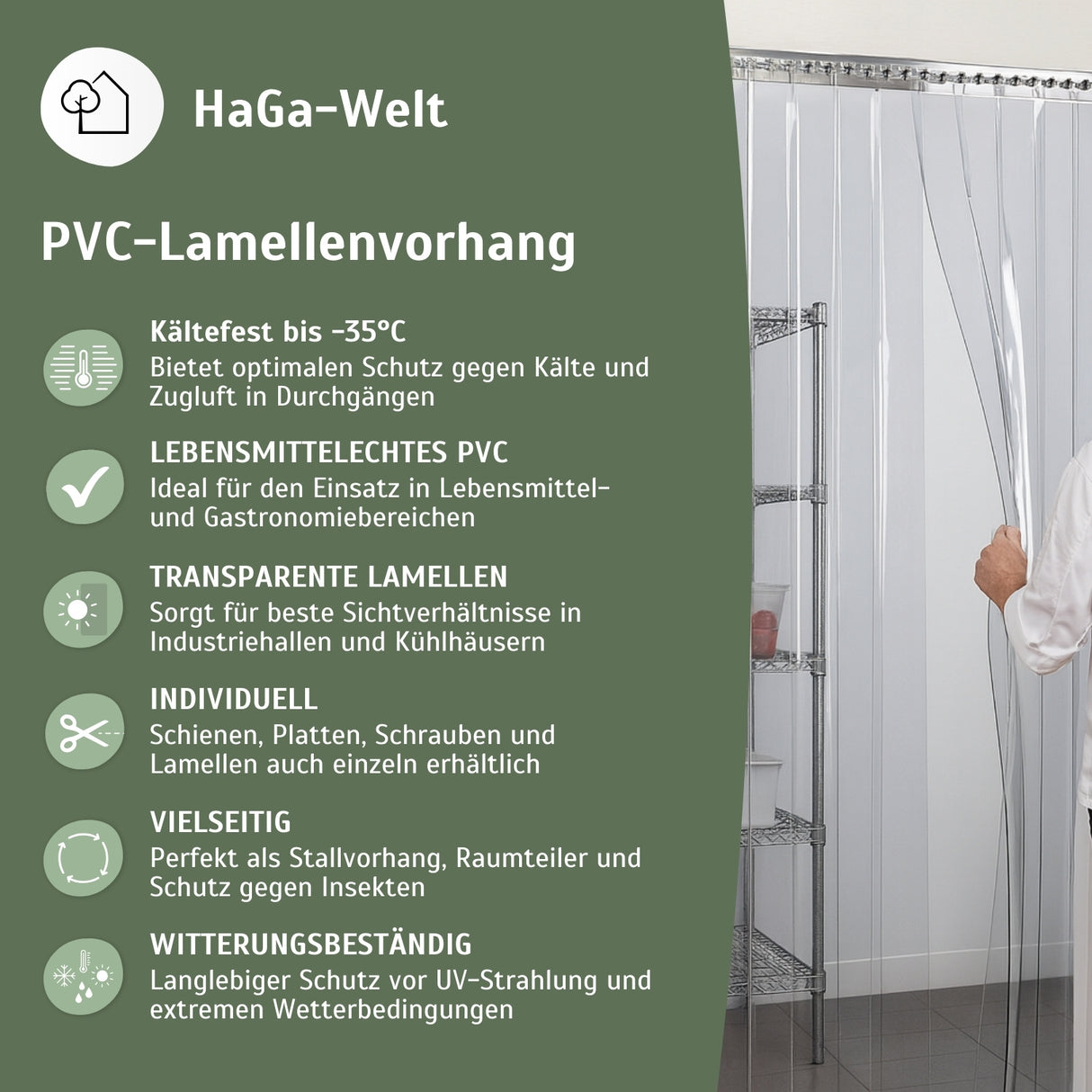 PVC-Lamellenvorhang Set 20 cm – alle Teile für einen PVC Streifenvorhang – HaGa-Welt