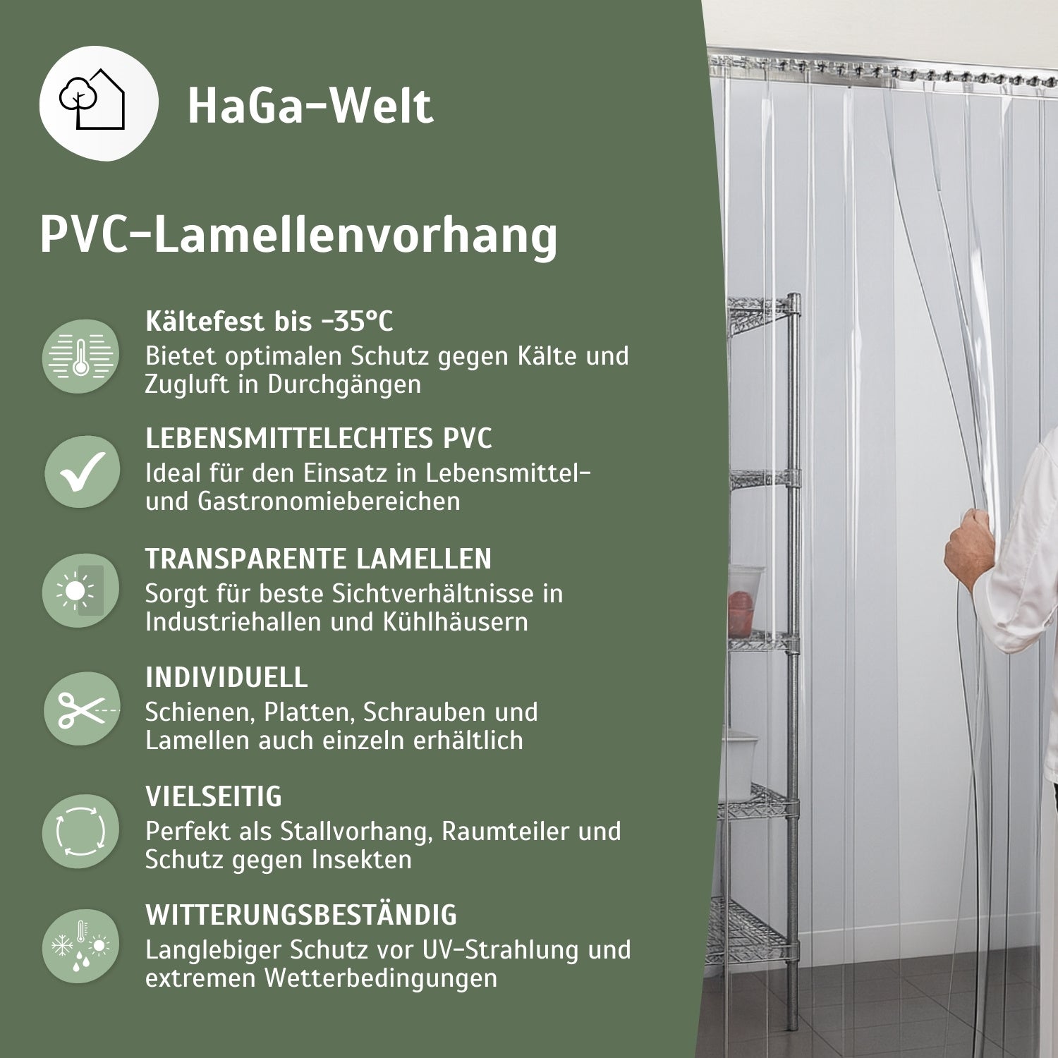 PVC-Lamellenvorhang Set 20 cm – alle Teile für einen PVC Streifenvorhang – HaGa-Welt