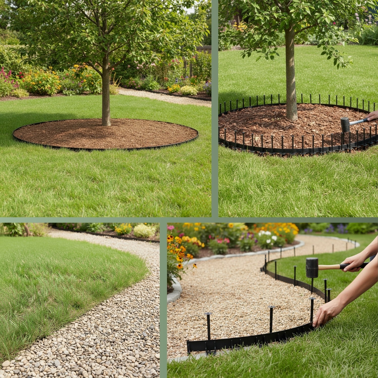 Rasenkante, flexibel rund 1 m x 45 mm – Beeteinfassung für klare Rasenkanten – HaGa-Welt