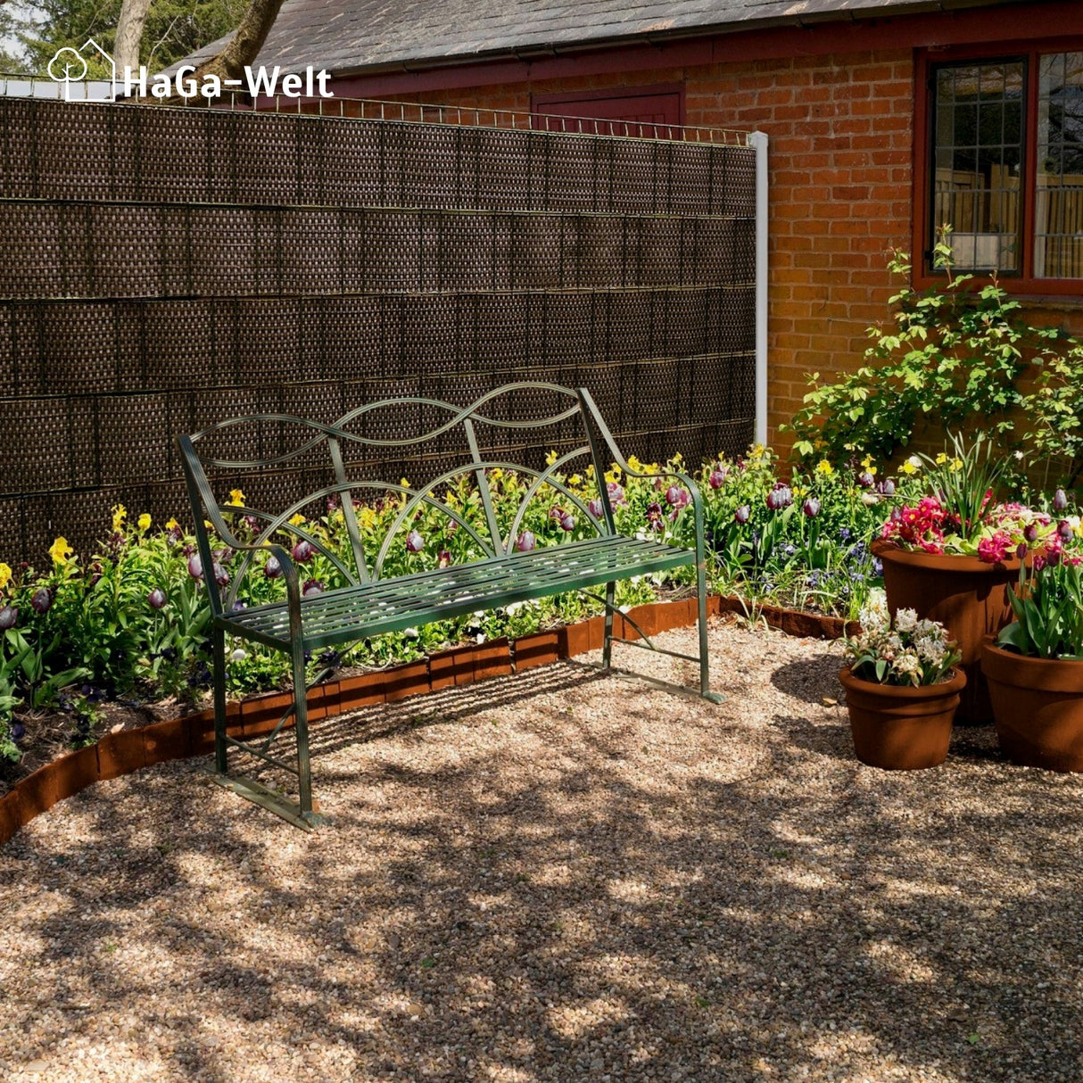 Privacy screen fence panel made of PE rattan
