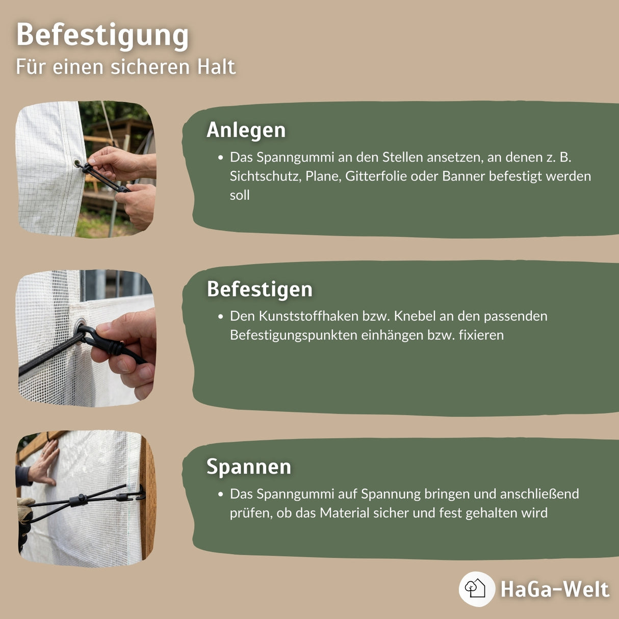 Spanngummi mit Haken – sehr elastisch, für vielfältige Befestigungsmöglichkeiten – HaGa-Welt