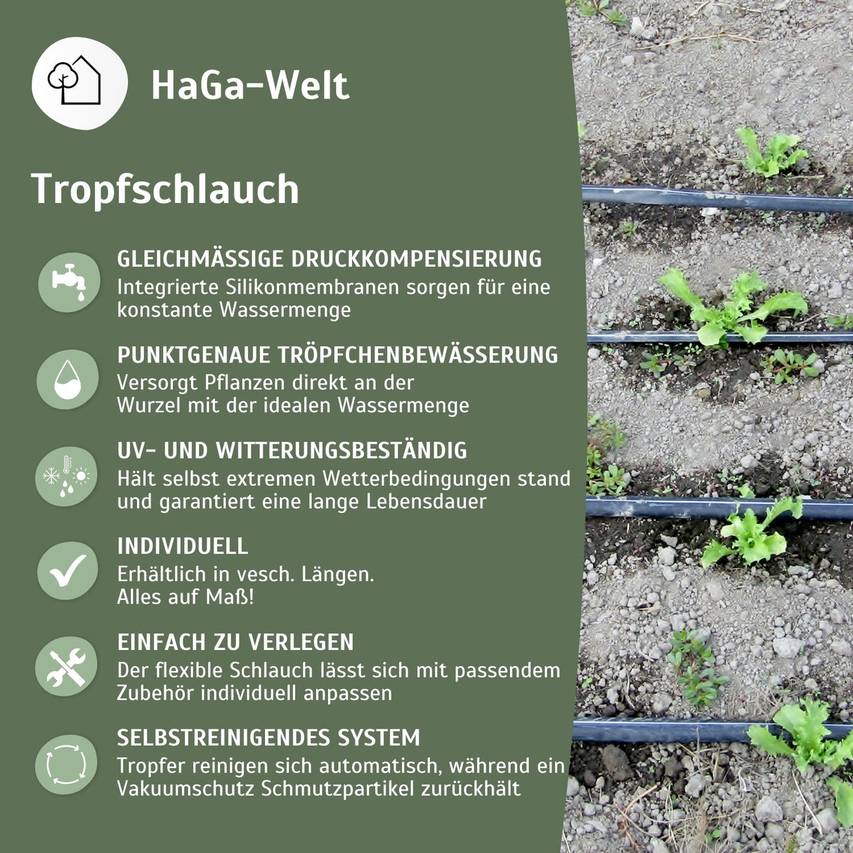 Tropfschlauch mit Druckkompensation in dunkelbraun – HaGa-Welt