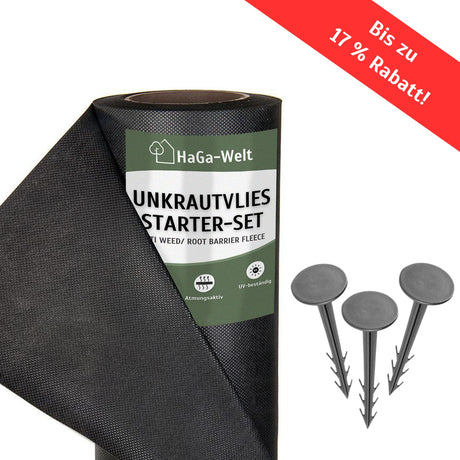 Unkrautvlies-Starter-Set: Startklar für den Unkrautschutz in verschiedenen Größen und Stärken – HaGa-Welt