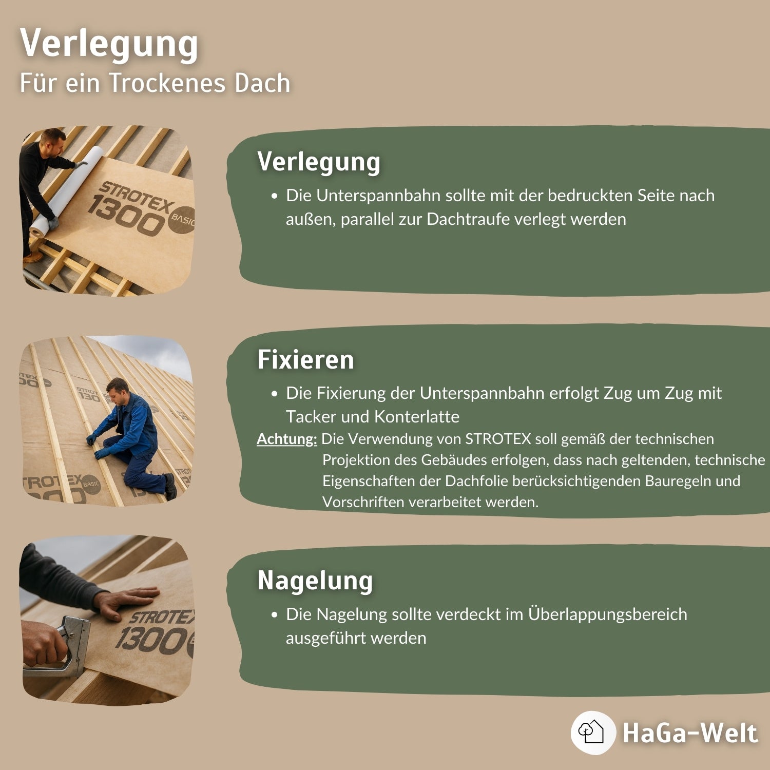 DACHFOLIE in versch. Längen Unterspannbahn Dachbahn Dach-Schalungsbahn – HaGa-Welt
