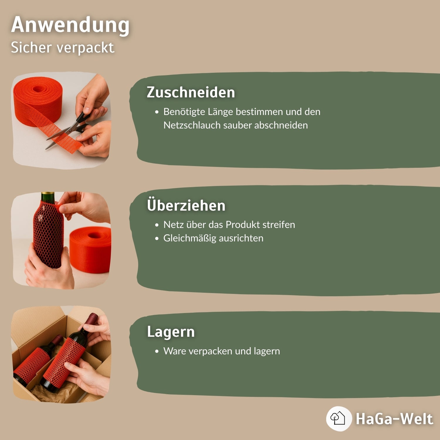 Verpackungsnetz versch. Abmessungen und Farben Netzschlauch Schutznetz – HaGa-Welt