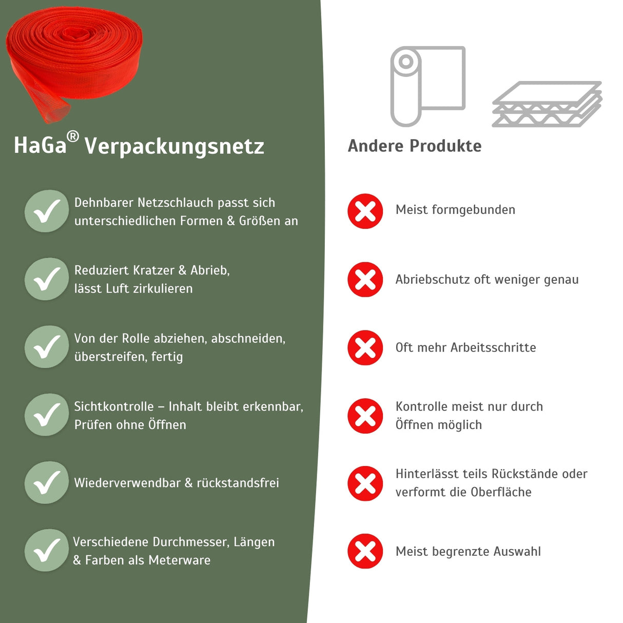 Verpackungsnetz versch. Abmessungen und Farben Netzschlauch Schutznetz – HaGa-Welt