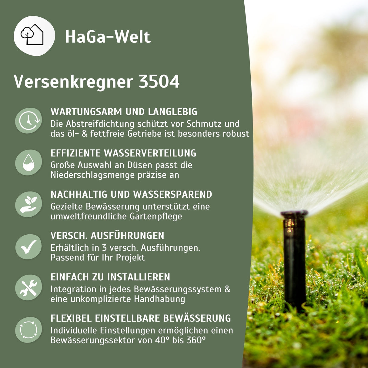 Versenkregner 3504 Getrieberegner Rasensprenger Bewässerung für Garten – HaGa-Welt