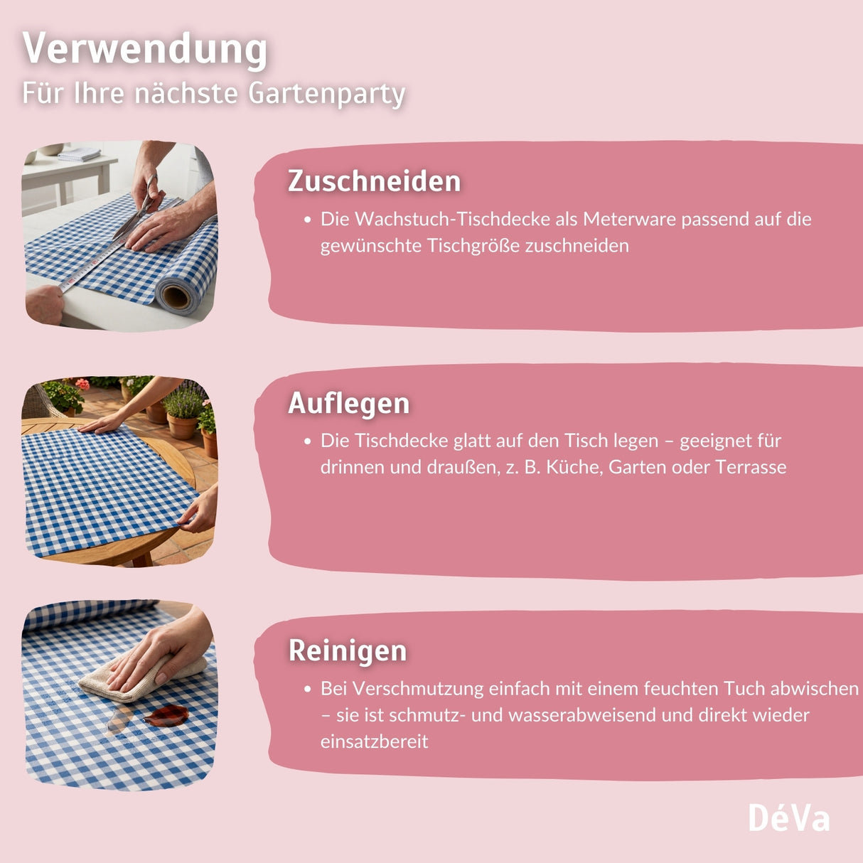 Wachstuch Tischdecke – langlebige und vielseitige Tischdecke Outdoor – HaGa-Welt