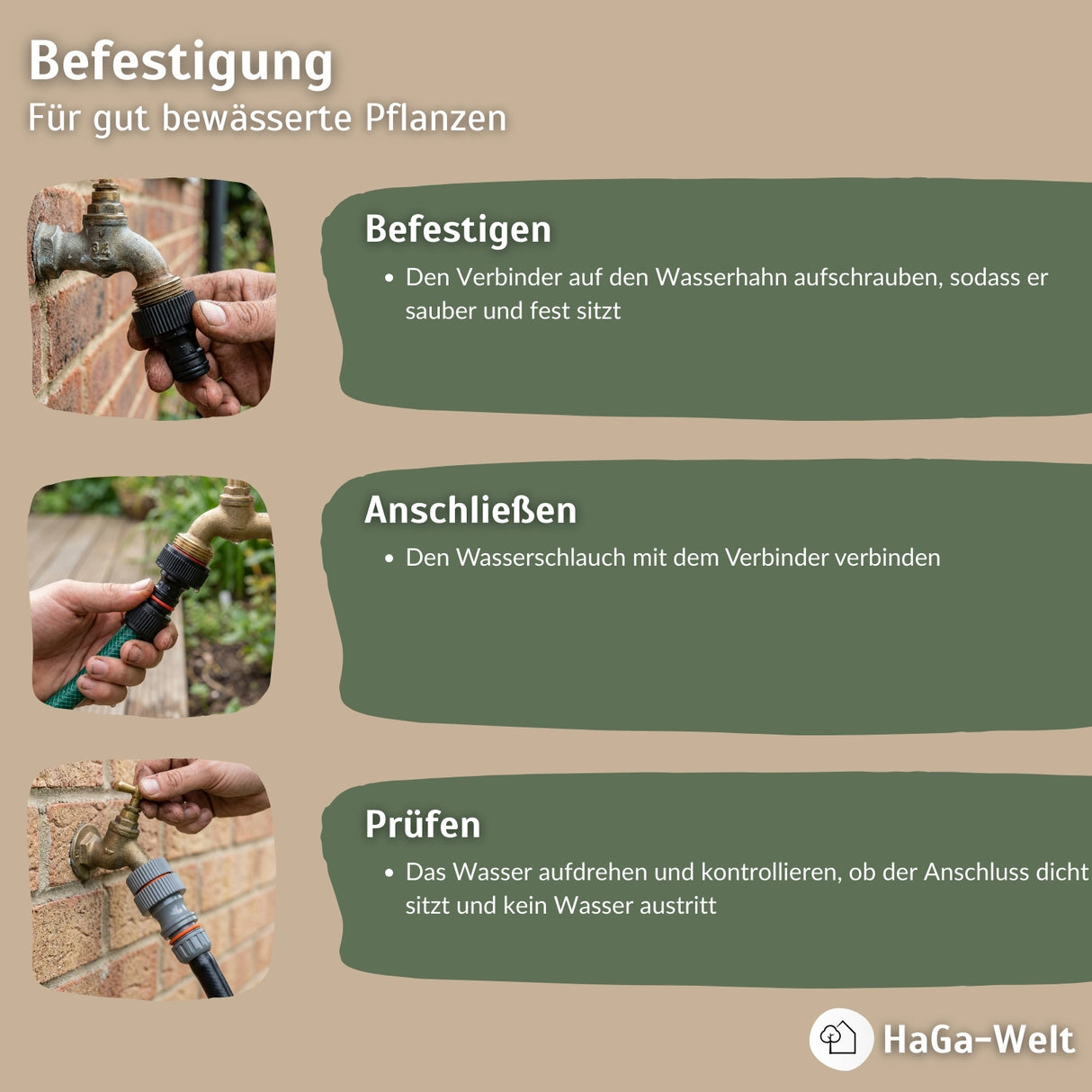 Gartenschlauch-Adapter Wasserhahn - perfekter Schlauchverbinder zwischen Gartenschlauch und Wasseranschluss – HaGa-Welt