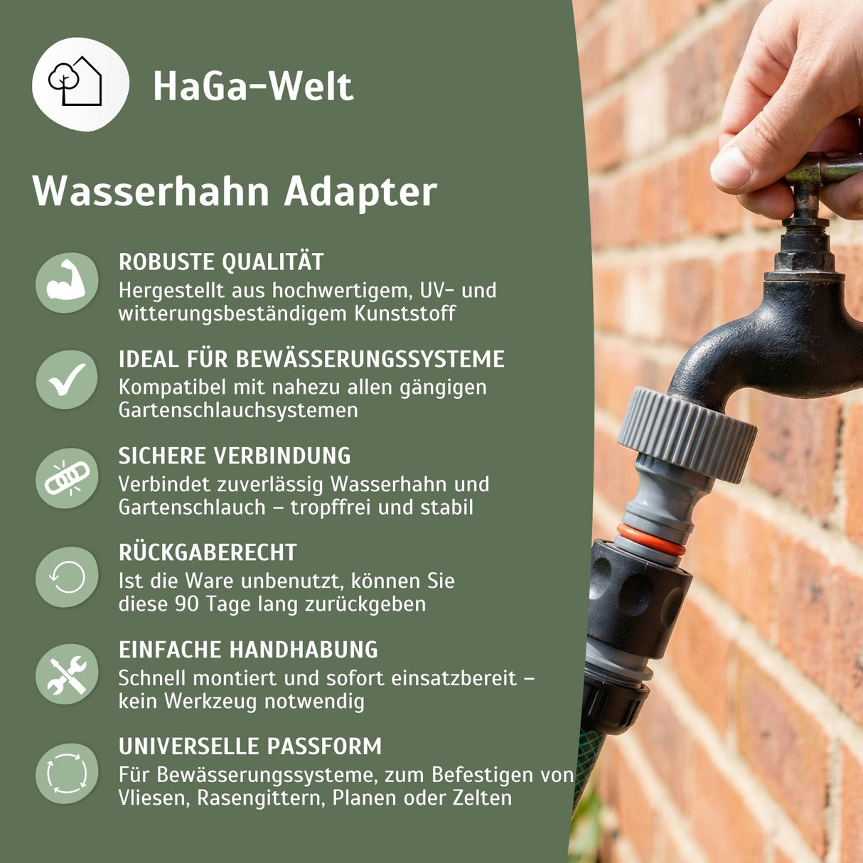 Gartenschlauch-Adapter Wasserhahn - perfekter Schlauchverbinder zwischen Gartenschlauch und Wasseranschluss – HaGa-Welt