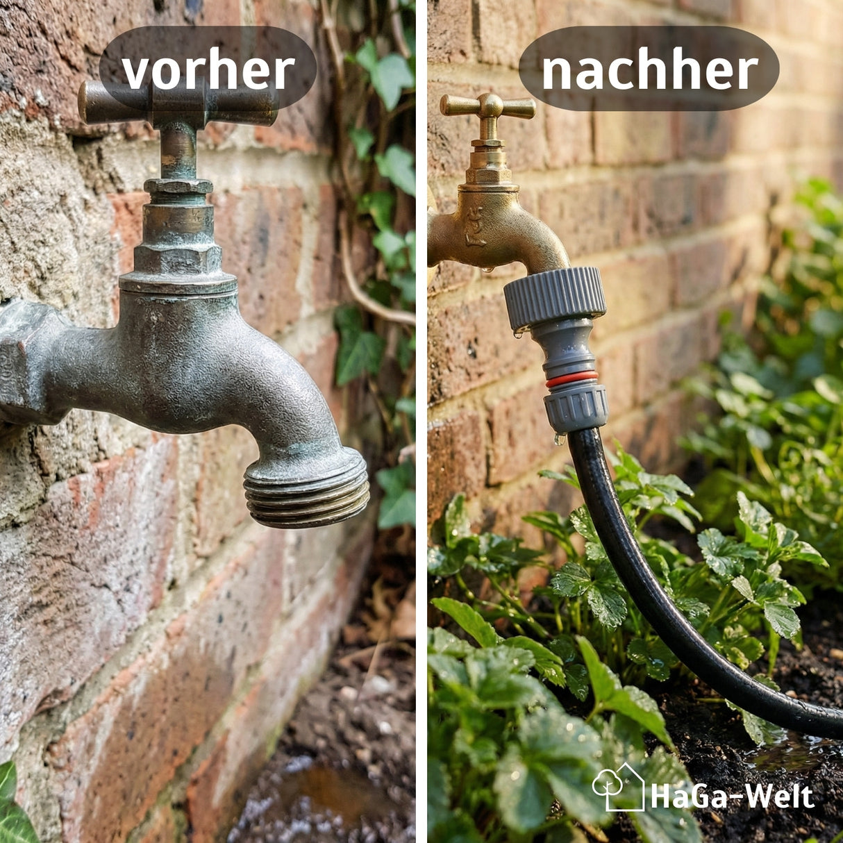Gartenschlauch-Adapter Wasserhahn - perfekter Schlauchverbinder zwischen Gartenschlauch und Wasseranschluss – HaGa-Welt