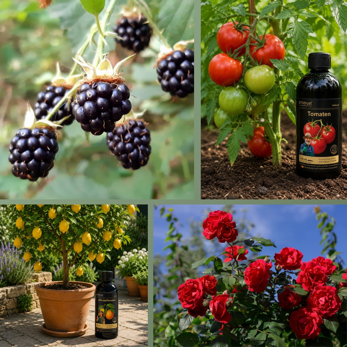 1K Flüssigdünger Konzentrat – Pflanzendünger für Tomaten, Erdbeeren, Beeren, Paprika, Chili, Rosen & Zitrus