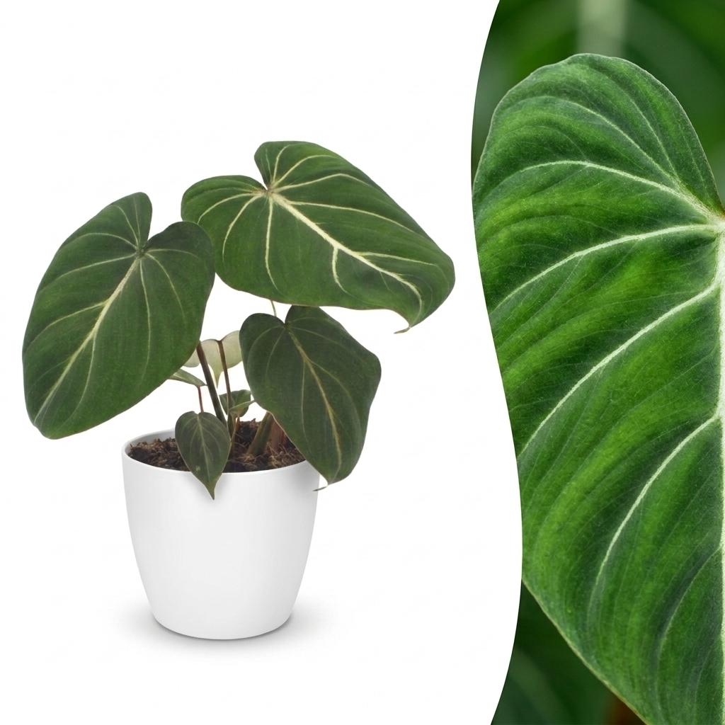 Philodendron Gloriosum - Gloriosum Philodendron - 1 Pflanze - mit Weißem Topf - Topf 12cm - Höhe - 25cm