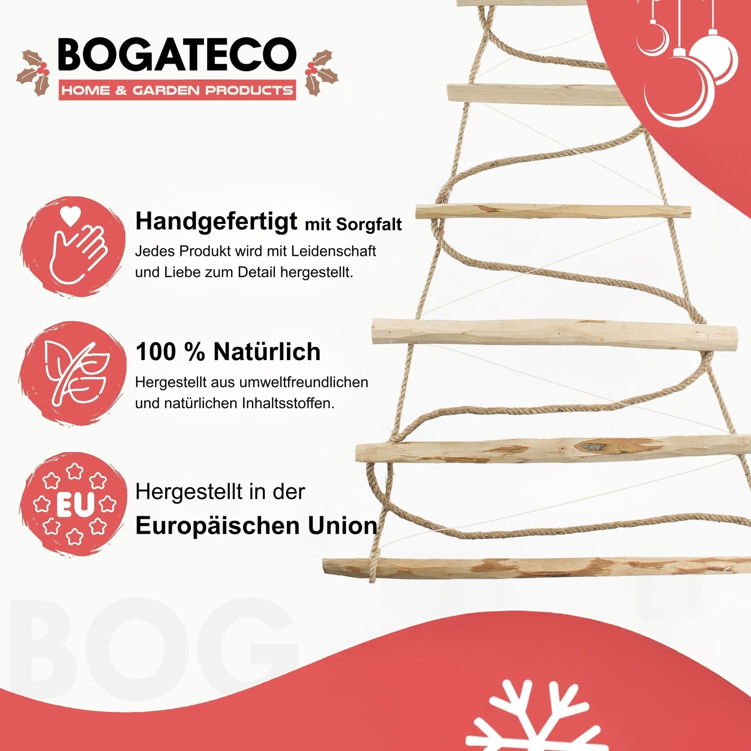 Weihnachtsbaum ECO Holz mit Deko klein – HaGa-Welt